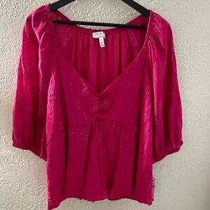 NWT Sofia by Sofia Vergara Fuchsia Blouse Size XL